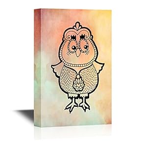Canvas Wall Art - Ethnic Style Owl with Floral Pattern - Gallery Wrap Modern Home Art | Ready to Hang - 12x18 inches