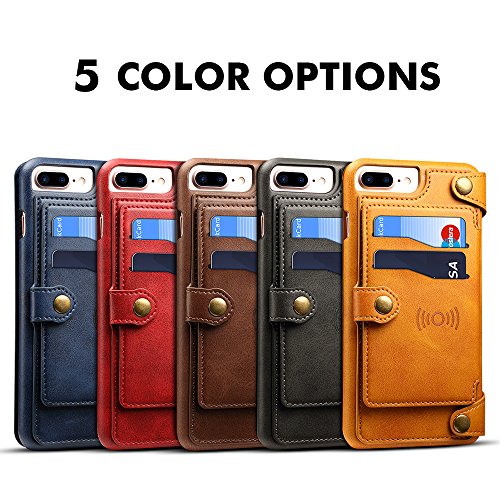 Iphone 8 Leather Magnetic Protective Phone Case Wallet Kickstand Card Holder Cover Work with Magnetic Car Mount, Blue - Thumbnail 7