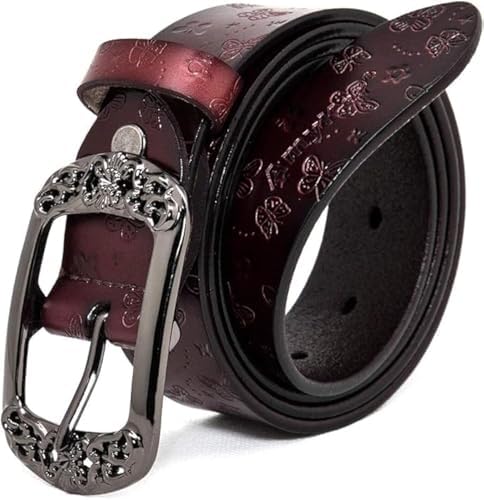 AmyKer Womens Leather Belts for Jeans Black Brown Yellow Red 