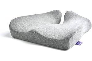 C CUSHION LAB Patented Pressure Relief Seat Cushion for Long Sitting Hours on Office/Home Chair, Car, Wheelchair - Extra-Dense Memory Foam for Hip, Tailbone, Coccyx, Sciatica - Light Grey