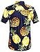 SSLR Men's Pineapple Button Down Short Sleeve Casual Hawaiian Shirt