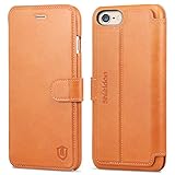 iPhone 6S Plus Case - SHIELDON Genuine Leather iPhone 6 Plus Wallet Case Slim Flip Case with Card Slot [Stand] [Wallet] Book Style Case for Apple iPhone 6/6S Plus Devices (Brown)