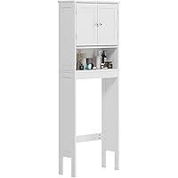 sogesfurniture Bamboo Over The Toilet Storage Cabinet, Space Saver Toilet Rack with Adjustable Shelf and Open Storage Shelf, 