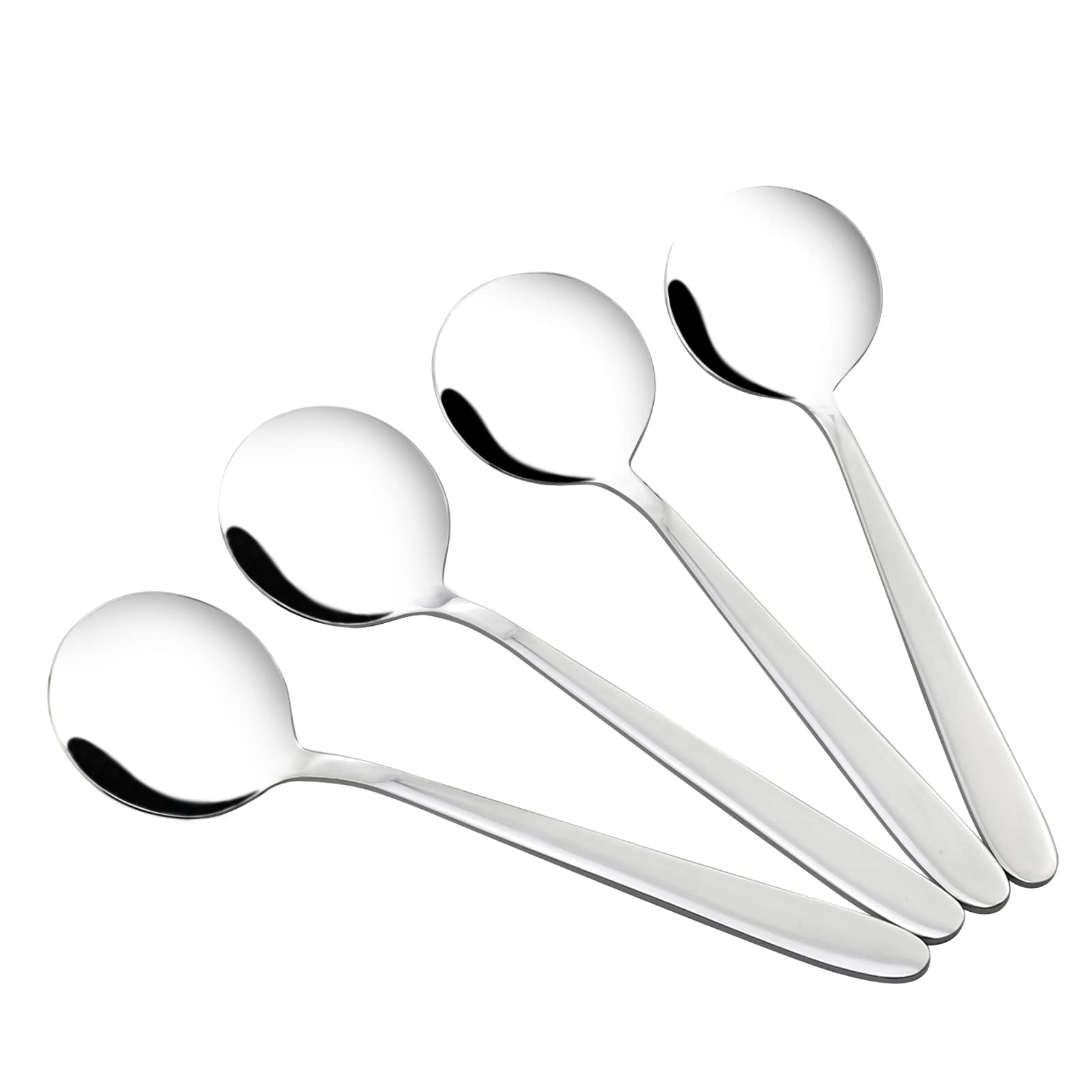 Ordate Stainless Steel Round Soup Spoons Table Spoons, 18.3 cm, 6 Pieces