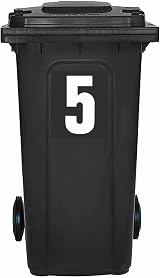 Packwith Pack of 4 White Bin Number 5 Stickers Vinyl Labels 17 cm PBN10-5