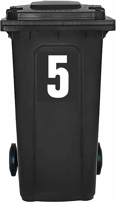 Packwith Pack of 4 White Bin Number 5 Stickers Vinyl Labels 17 cm PBN10-5