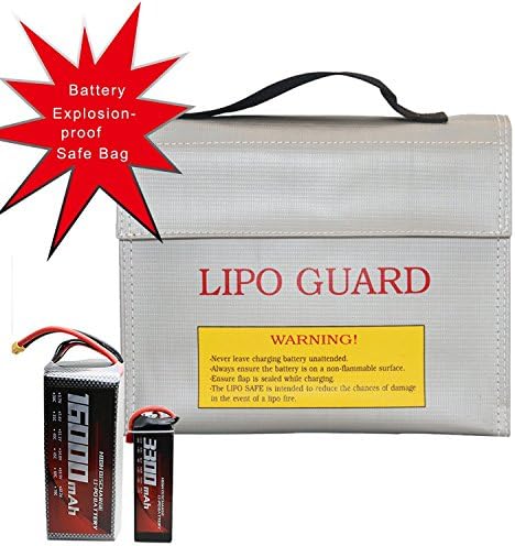 NUDO Battery Bag,Fireproof Lipo Bag, Safe Guard RC Battery Charging Transporting Storage Protection Pouch (9.5"x2.5"x7") Larger Fireproof Waterproof Bag With Handle