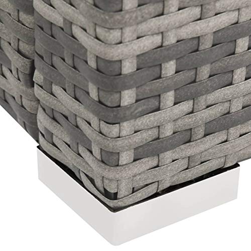Tidyard Doppel Sonnenliege mit Auflage Doppelliege mit Verstellbare Rückenlehne Gartenliege Relaxliege Strandliege Liege Gartenmöbel Rattanmöbel Poly Rattan Grau – Bild 6