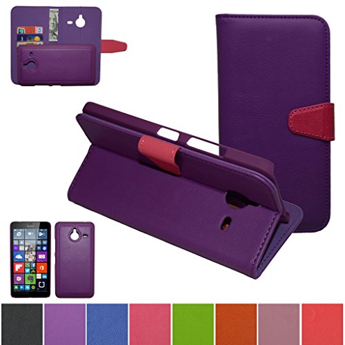 Microsoft Lumia 640 XL Case,Mama Mouth [DETACHABLE Feature] Folio Hard Case [Stand View] PU Leather [Wallet Case] With Slots Cover For Microsoft Lumia 640XL, Purple