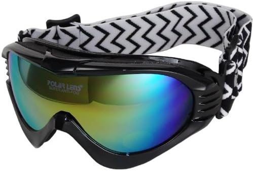 Polarlens PG24 German Engineered Black Framed Goggles, Snowboard Goggles, Ski Goggles, Winter Sports Eye Protection with Rainbow Flash Mirror is Helmet Compatible with Extra-Long Adjustable Strap
