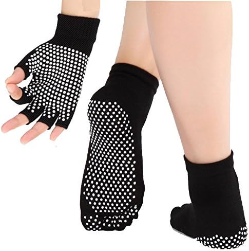 JJunLiM Women Yoga Socks and Gloves Set With Anti Skid Sillicone dots Non Slip Dance Ballet Socks For Yoga Pilates Fitness Socks Women