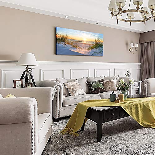 Wall Art for living room Print Artwork Wall Art Decor Poster Blue sun beach grass ocean Landscape painting bedroom…