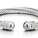 COOLSTEELANDBEYOND Adjustable Elastic Stainless Steel Twisted Cable Bangle Cuff Bracelet for Men Women