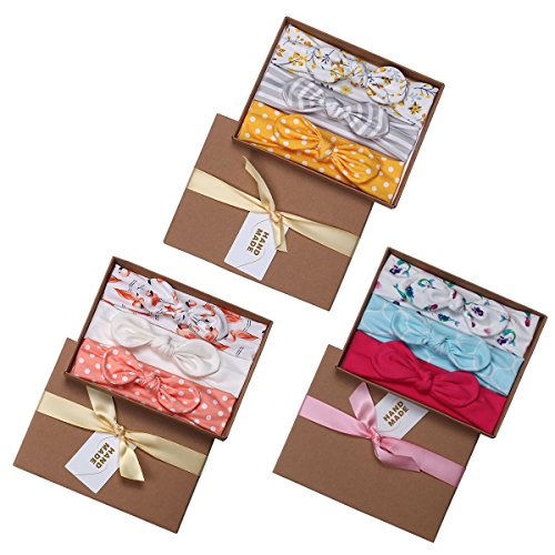 HUIXIANG Baby Girls Headbands With Bows 3 Pack Infant Toddler Headwraps Hair accessories