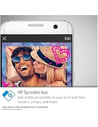 Impresora de fotografías portátil HP Sprocket (negra), con papel fotográfico adhesivo Zink, Blanco