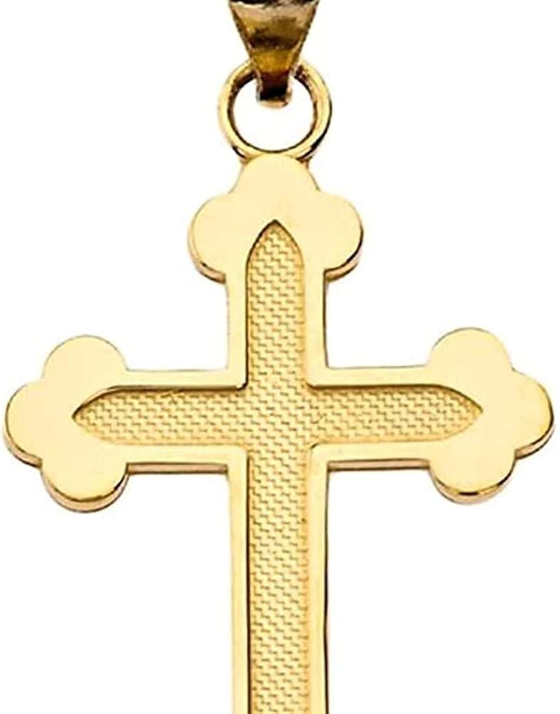 chaosong shop Ciondolo a forma di croce greca ortodossa in oro giallo massiccio 10 carati