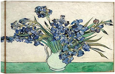 Canvas Prints by Vincent Van Gogh Wall Decor Art, Advanced Knife Painting with Texture for Home Decoration (60cm x 90cm) (Unframed) (08.Irises in a Vase)