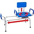 Carousel Sliding Shower Chair Tub Transfer Bench with Swivel Seat, Premium Padded Bath, with Pivoting Arms, Adjustable Space Saving Design for Tubs, Inside Shower, for Handicap & Seniors, Blue