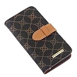 RAYTOP® Luxury Classic Brown GG Patterned Leather Cases Flip Covers Wallet for Apple iPhone 5 5s Black Men Women Vintage Classy Chic Slim Sleek Card Holder