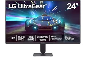 LG UltraGear Monitor Gamer 24" IPS 144Hz (O/C) 1ms (MBR) Full HD (1920x1080) HDR10 NVIDIA G-SYNC AMD FreeSync, Preto - 24G411A