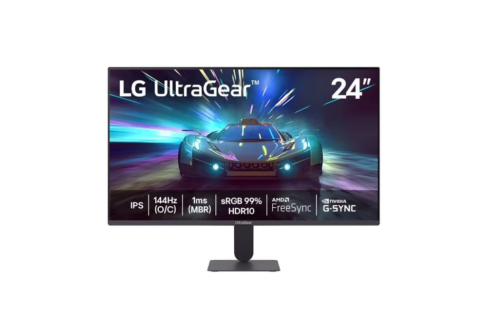 LG UltraGear Monitor Gamer 24" IPS 144Hz (O/C) 1ms (MBR) Full HD (1920x1080) HDR10 NVIDIA G-SYNC AMD FreeSync, Preto - 24G411