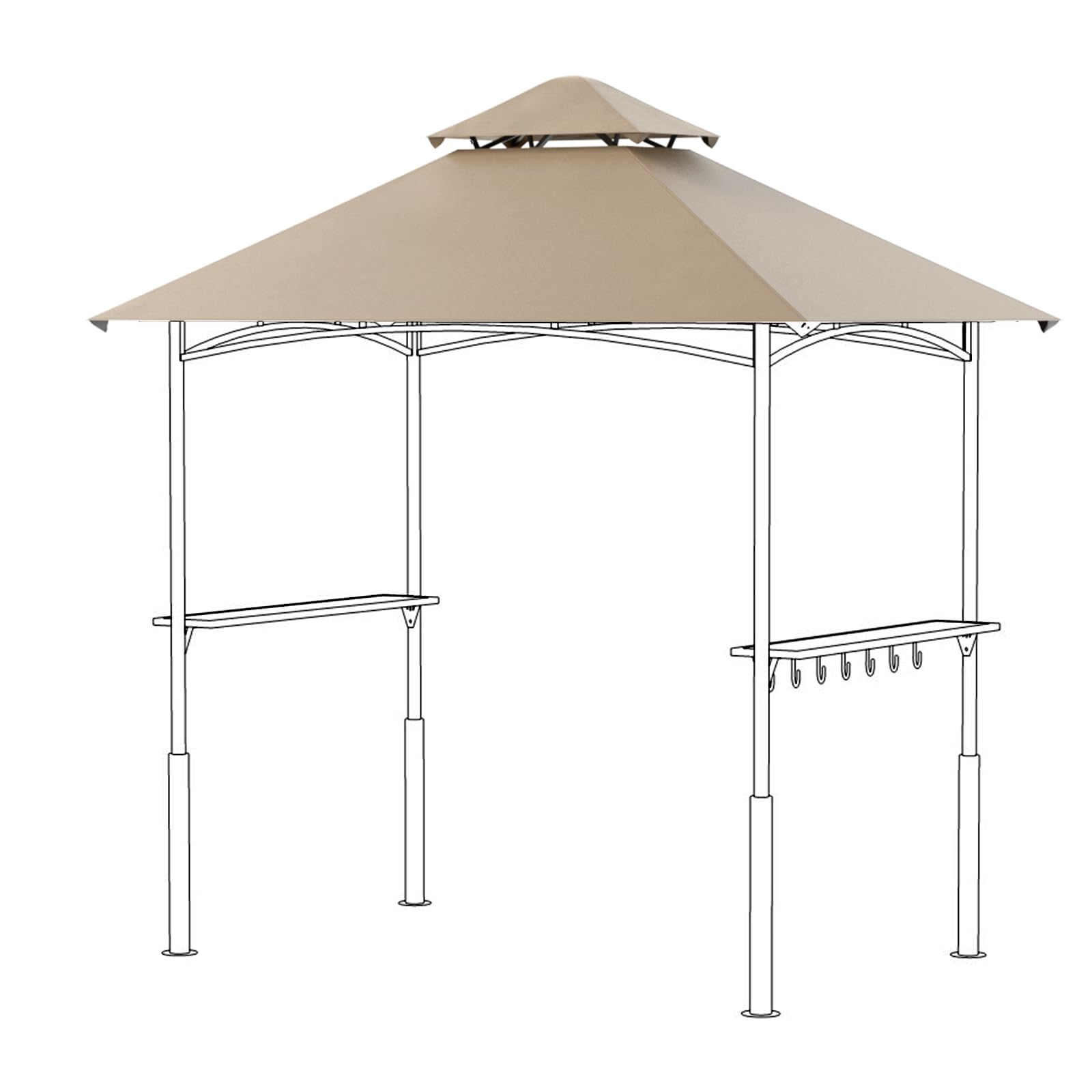 Photo 1 of FUNG YARD 8 x 5 FEET Waterproof Grill Gazebo Canopy Replacement - Ultimate Sun Protection Double Tiered Outdoor BBQ Gazebo Top Cover for Pergola or Roof (Khaki)