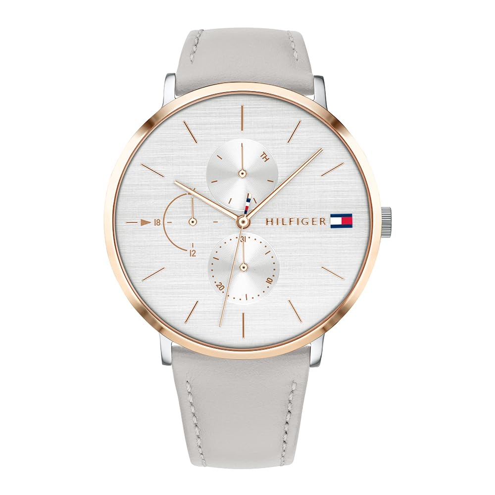Tommy Hilfiger Analogue Multifunction Quartz Watch for Women with Grey Leather Strap - 1781946