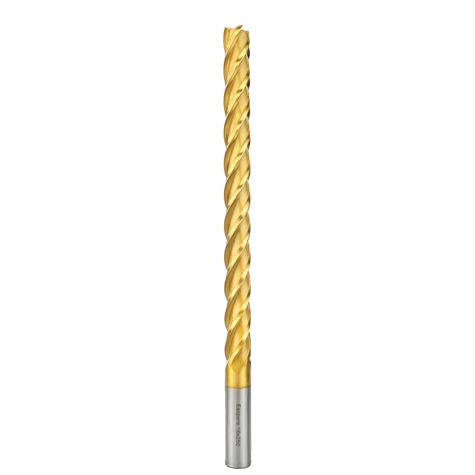 Escpere EVA EPS Styrofoam CNC Router Cutter for Cutting Long, HSS Spiral Long Endmills CNC Foam Milling Bit 2D / 3D, (D16x200x250 4F Flat)