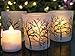 Holiday Votive Tealight Candle Holders Trees and Snow with Three Flameless Flickering LED Candles Included