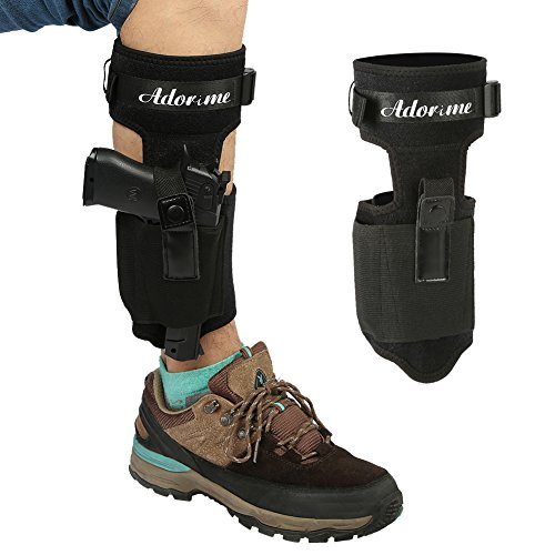 Adorime Ankle Gun Holster Holder for Concealed Carry Pistol Three Layer Non-Slip with Breathable & Adjustable Nylon Strap - Fits Glock 42, 43, 36, 26, Smith and Wesson Bodyguard .380.38, Ruger LCP (Best 45 Cal Concealed Carry)