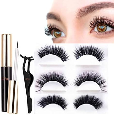 Magnetic Eyeliner and Lashes Kit, [2019 New Invention] [Totally NO GLUE NEEDED Eyelashes Kit] Magnetic Liquid Eyeliner Waterproof & Long Lasting Must Have For Use With Magnetic False Eyelashes
