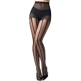 Aaronano Women's Patterned Tights Sheer Striped Pantyhose Striped Stockings | Sheer Black Tights Sexy Striped Stocking Lightweight Stretch Stockings for Halloween, Party Everyday Wear
