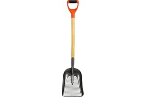 biosp Sifting Scoop Shovel Steel Sand Sifter Treasure Shovel Digger Sifter for Beach Fun or Farm Chicken Coop Goat Stall Sand Poop Cleaning Chicken Poop Scooper