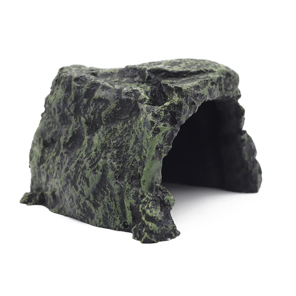 MasXirch Reptile Hideout Cave Tortoise Rock Aquarium Decoration Terrarium Stone Hideaway Natural Habitat Ornament for Gecko Spiders Frogs Lizards Fish Amphibian