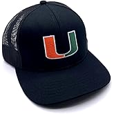 University Miami Hat Classic Solid Adjustable Hurricanes Mesh Trucker Logo Cap (Mesh)