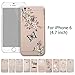 Hundromi Clear Translucent Hard Back with Floral Butterfly Plastic Bumper Case with for iPhone 6 / 6S(4.7-inch)