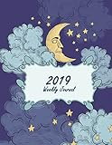 2019 Weekly Journal: Purple Sky Design, Weekly View Planners, 12 Months Calendar, schedule planner,1 by 