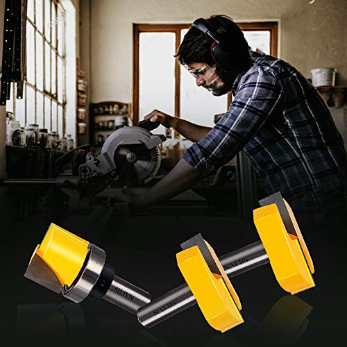 1/2 Inch Shank 2-1/4 Inch 1-3/4 Inch 1-1/4 Inch Diameter Bottom Cleaning Router Bit Woodworking Milling Cutter by SILIVN (3 Pack)
