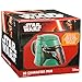 STAR WARS Boba Fett Mug - Ceramic Mandalorian Figural Coffee Mug with Removable Lid