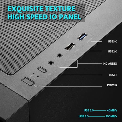darkFlash ATX Mid-Tower Gaming PC Case, Pre-Installed 3x120mm Fix RGB Fans, with Removable Large Mesh Front Panel, USB3.0 Ready, Tempered Glass Side Panel Airflow Computer Case, Black(DRX70)