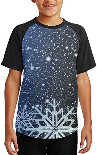 Junior Night Snowflake Raglan Baseball Jerseys Casual Short Sleeve Graphic T Shirt