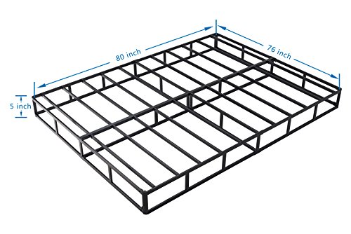 HOMUS 5 Inch Heavy Duty Box Spring/Easy assembly Steel Structure Mattress Foundation,Black, King - Thumbnail 2