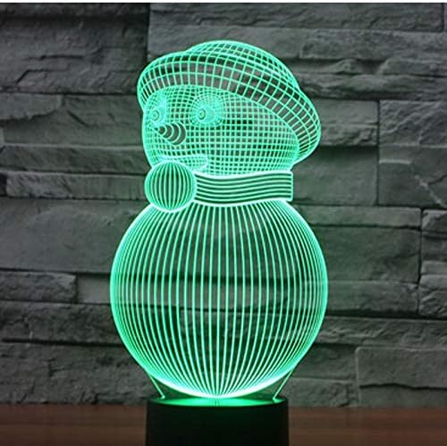FaceToWind 3D LED Night Light Christmas Snowman Yeti Scarf with 7 Colors Light for Home Decoration Lamp Amazing Visualization Optical Illus [Energy Class A++]