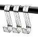 ESFUN 12 Pack X-Large 4.5 Inch Flat S Hooks Heavy Duty Solid 304 Stainless Steel S Shaped Hanging Hooks,Metal Kitchen Pot Pan Hangers Rack Hooks