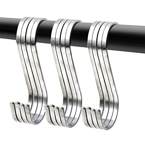 Esfun 12 Pack X-Large 4.5 Inch Flat S Hooks Heavy Duty Solid 304
Stainless Steel S Shaped Hanging Hooks,Metal Kitchen Pot Pan Hangers
Rack Hooks