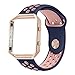 UMTELE Soft Silicone Replacement Strap with Rose Gold Frame for Fitbit Blaze Smart Fitness Watch, Small, Blue Pink