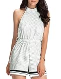 FANCYINN Women Sexy Backless High Neck Bodycon Short Jumpsuit Romper