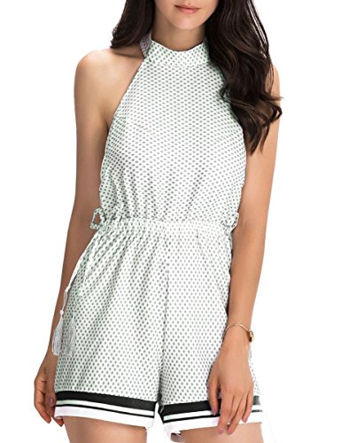 FANCYINN Women Sexy Backless High Neck Bodycon Short Jumpsuit Romper