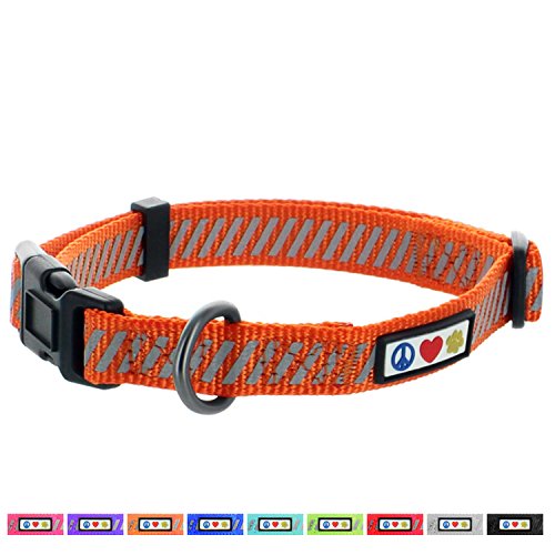 Pawtitas Traffic Collar Puppy Collar Traffic Orange Collar Reflective Dog Collar Extra Small Dog Collar Orange Dog Collar