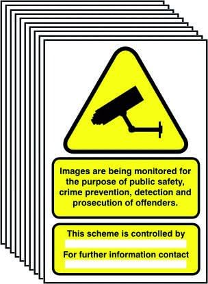 DATA COMPLIANT CCTV SIGNS - SIZE A4 RIGID PVC - SCREEN PRINTED BY PROFILE SIGNS (10), Yellow, 300 x 200 mm